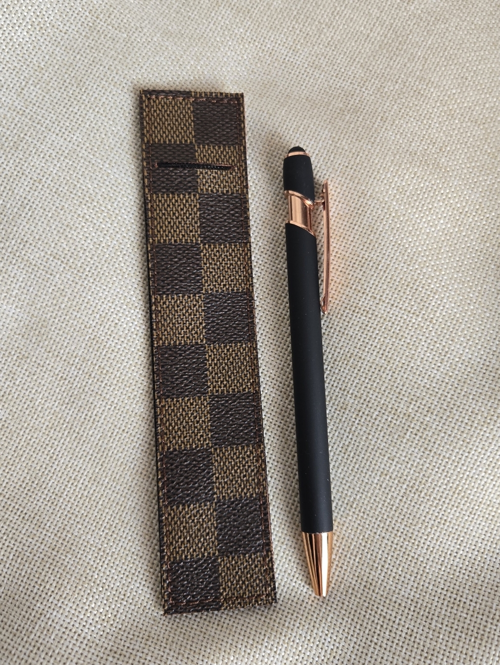 New Upcycled Louis Vuitton Damier Ebene Pen Holder Brown